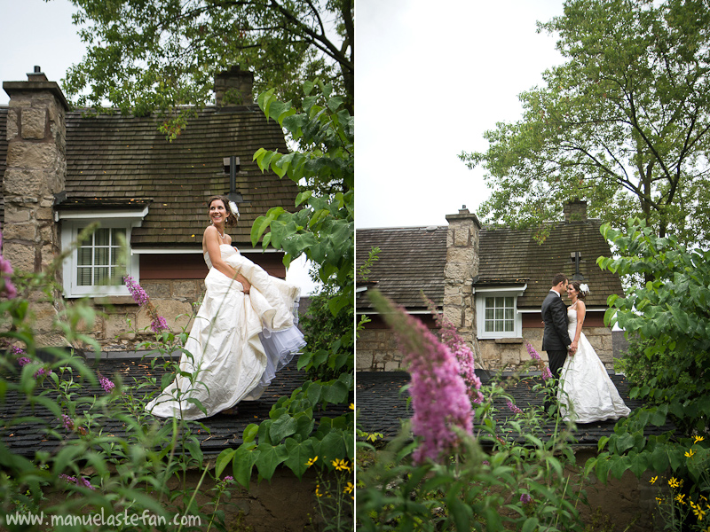 Bride and groom at Ancaster Old Mill 02