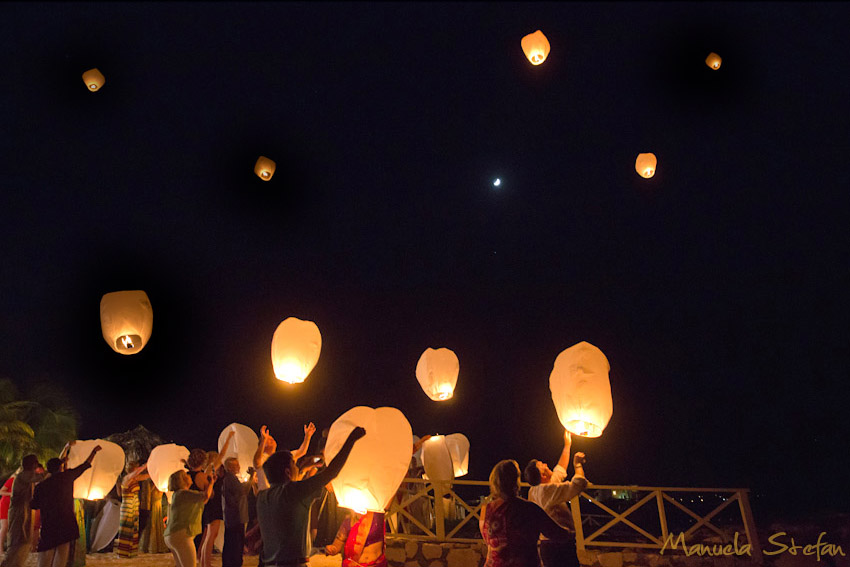 Beach lantern release Jamaica