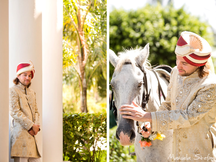 Groom and white horse at Grand Palladium