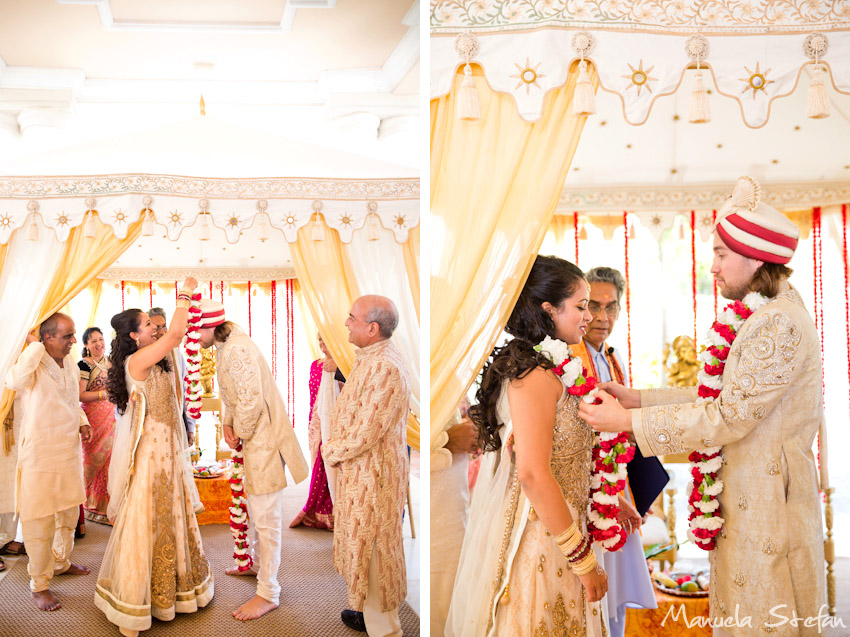Groom greets Indian bride at Mandap