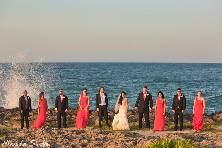 Wedding party beach photos Jamaica