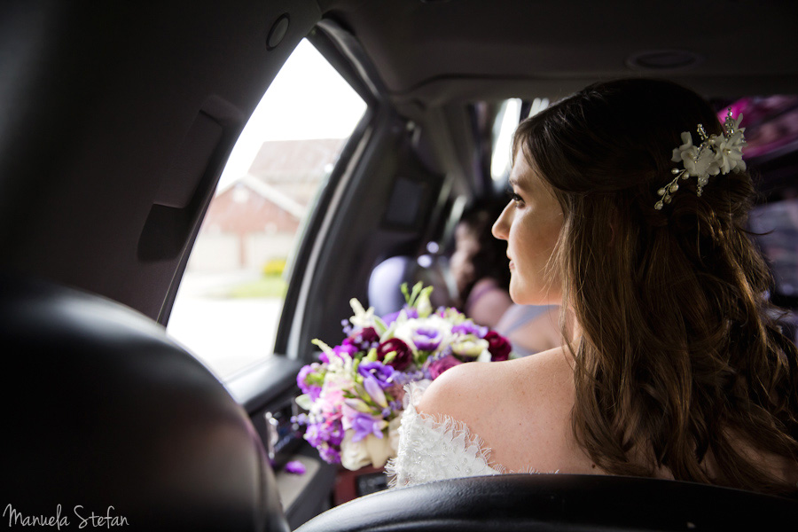 Bride in limo portrait