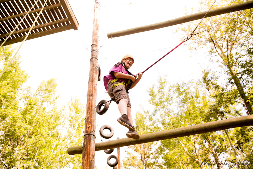 Girl on high ropes at Yowocha camp